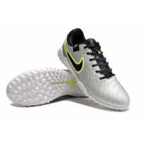 Сороконожки Nike Tiempo Legend 10 Soccer Cleats серебристые с чёрным и салатовым